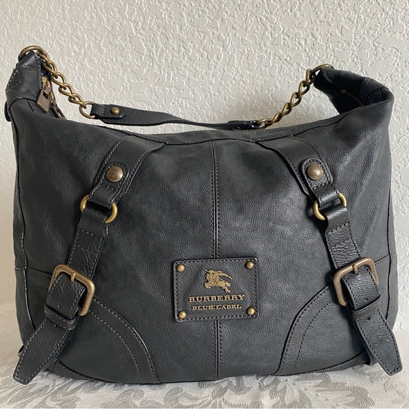 Burberry black leather hobo bag - Picture 1 of 11